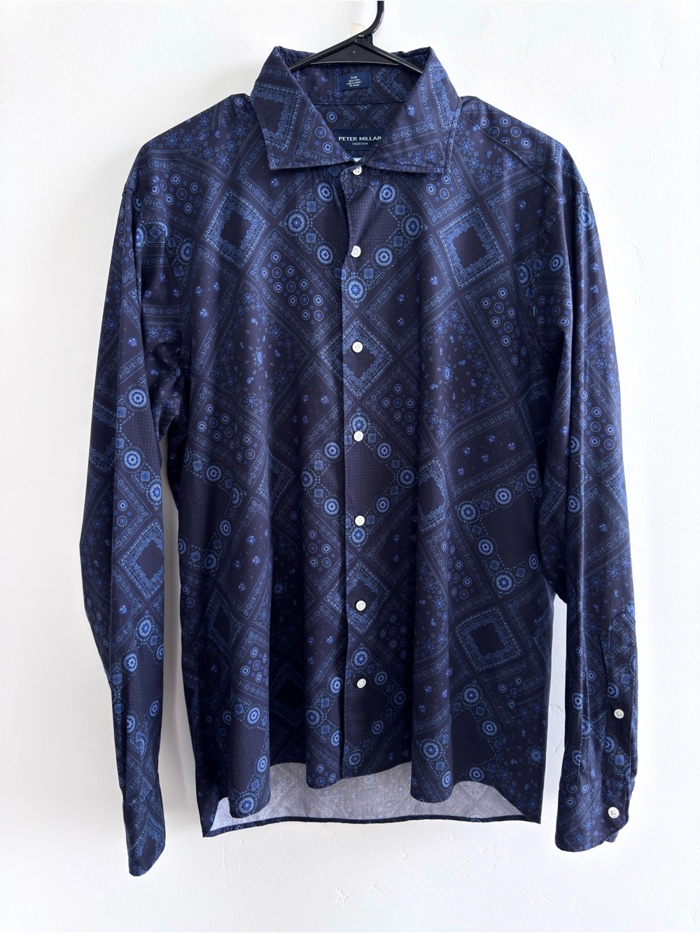 Peter Millar Collection Shirt Cotton Flex Finish Bandana Paisley Men’s L Luxury